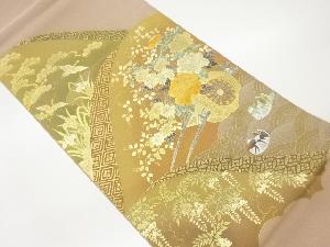 金彩山並みに花車・鶴・鴛鴦模様袋帯